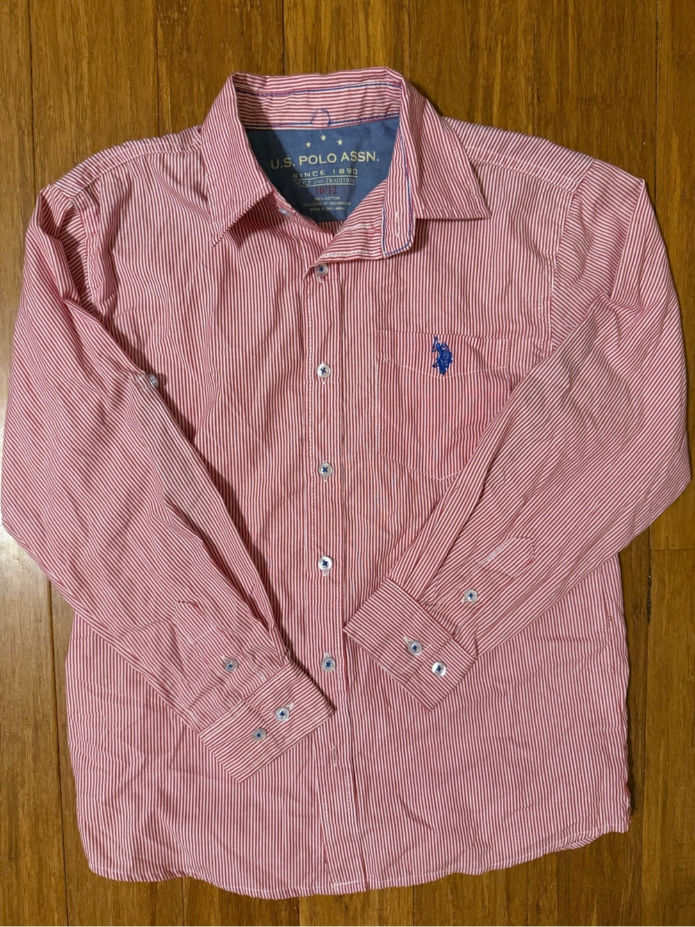 U.S. Polo Assn. Red and White Narrow-Striped Button-Down Shirt